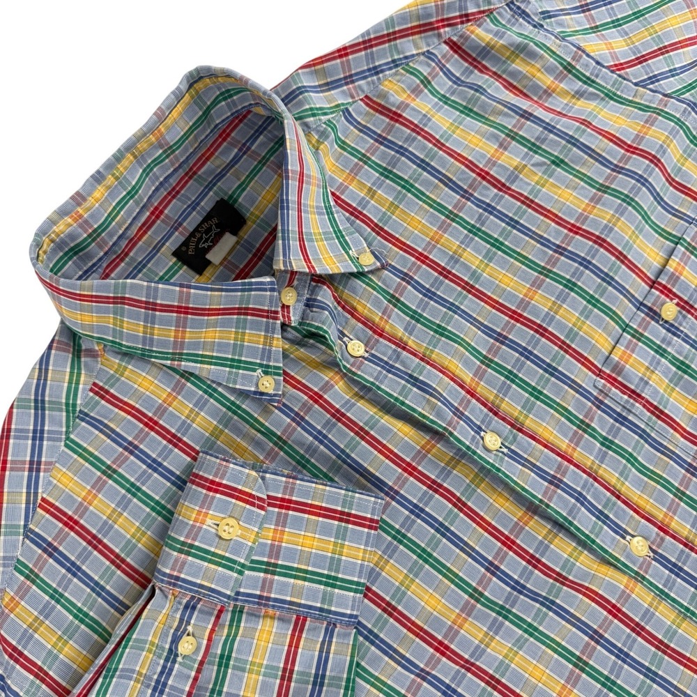 Paul & Shark Yachting Shirt Men XL Multicolor Plaid L/S Pocket Button Down Italy